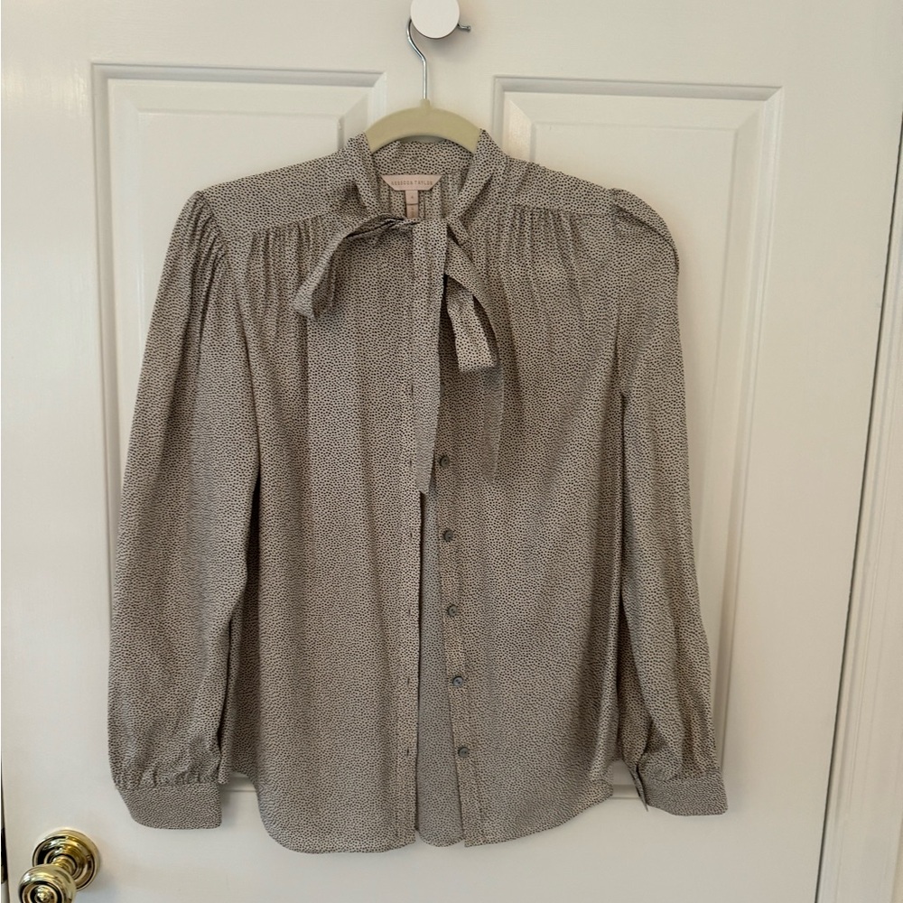 Rebecca Taylor Hammered Silk Blouse Size 4